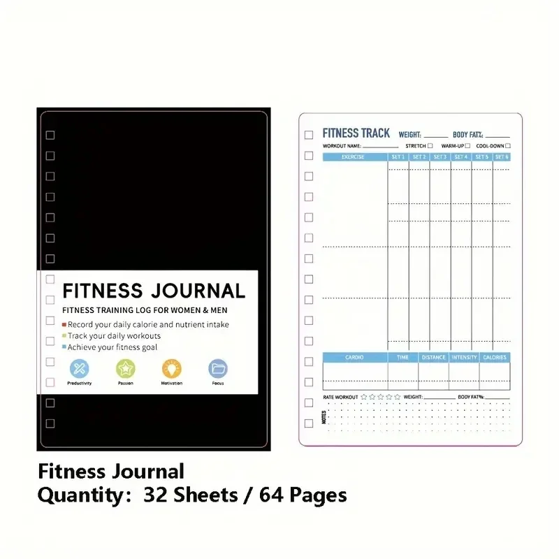 Nutrition Fitness Plan - دفتر ملاحظات حلزوني لخطط التمارين اليومية